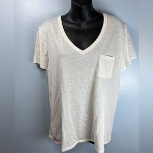 Loft Cream Donegal V neck T shirt Large